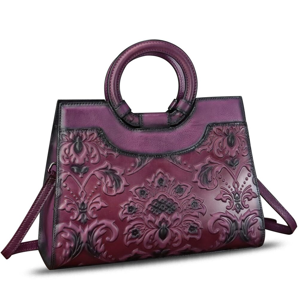 5089 Leather Purses and Handbags Vintage Embossed Leather Crossbody
